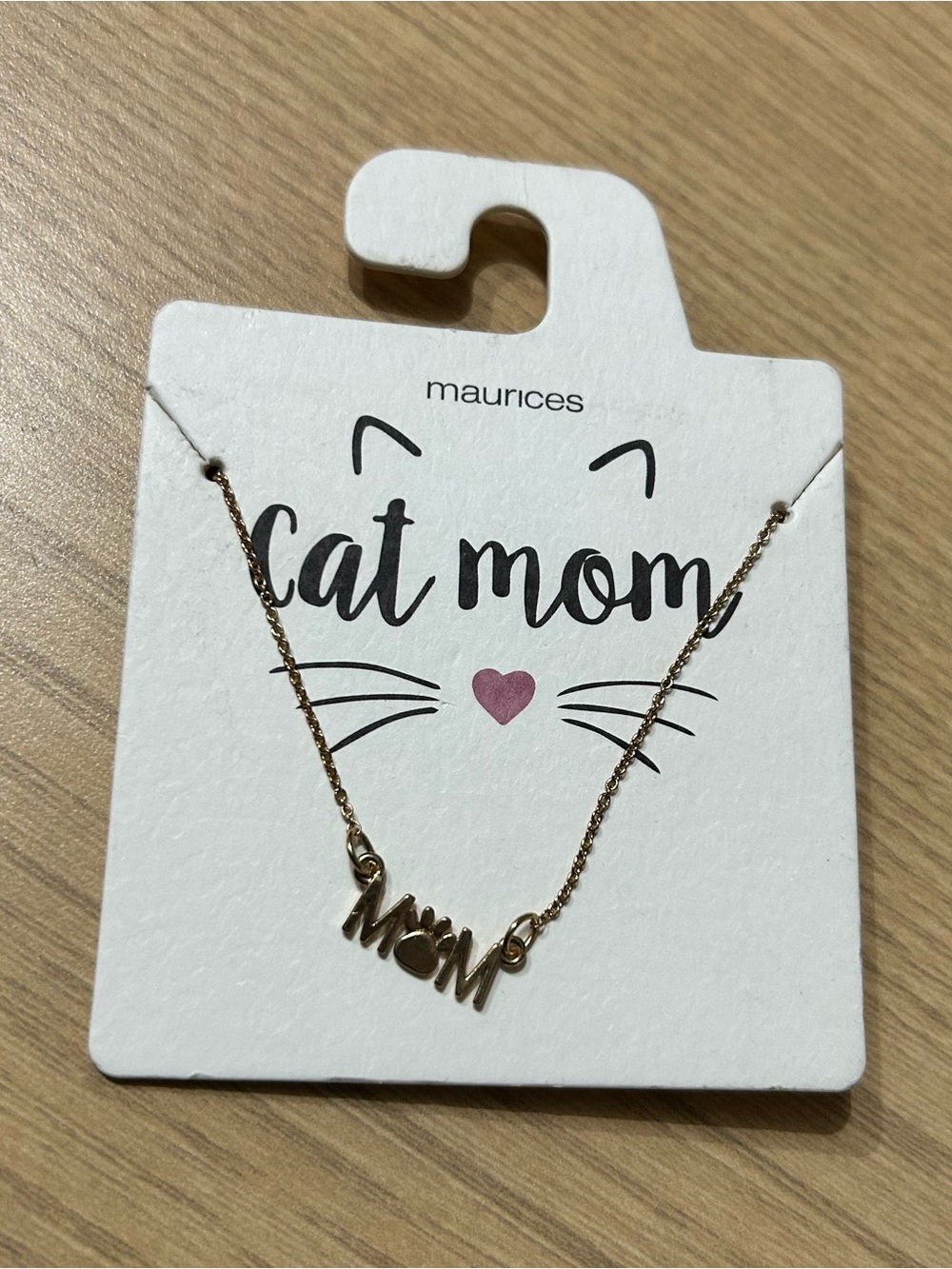 Maurices Gold Cat Mom Necklace - Gold-tone "Mom" Pendant